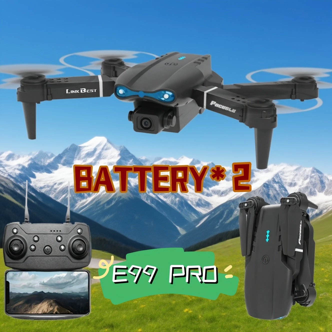 SkyE99 Pro – Drone pliable à double caméra HD