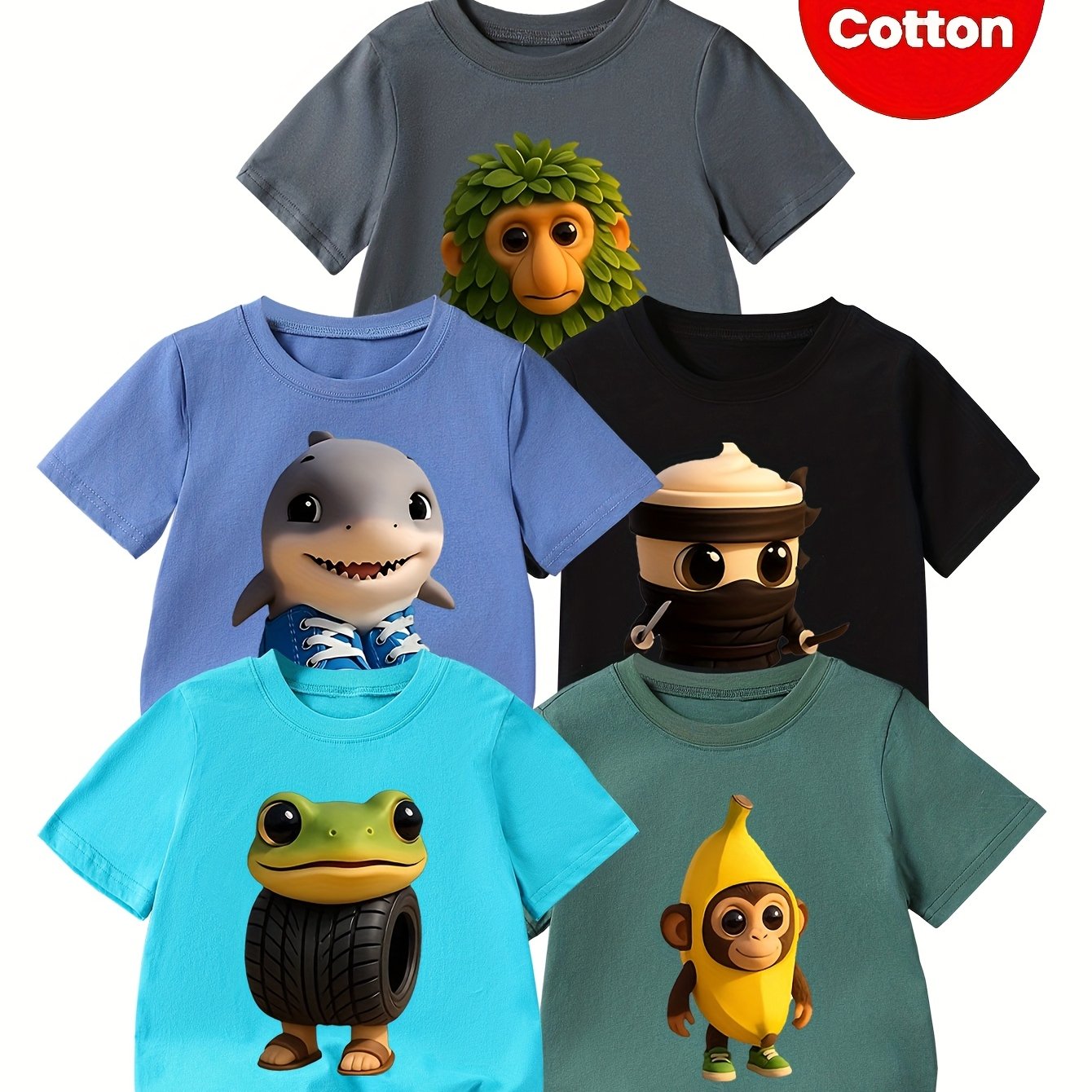 Pack 5 T-Shirts Été Garçon – Imprimés Italian Brainrot