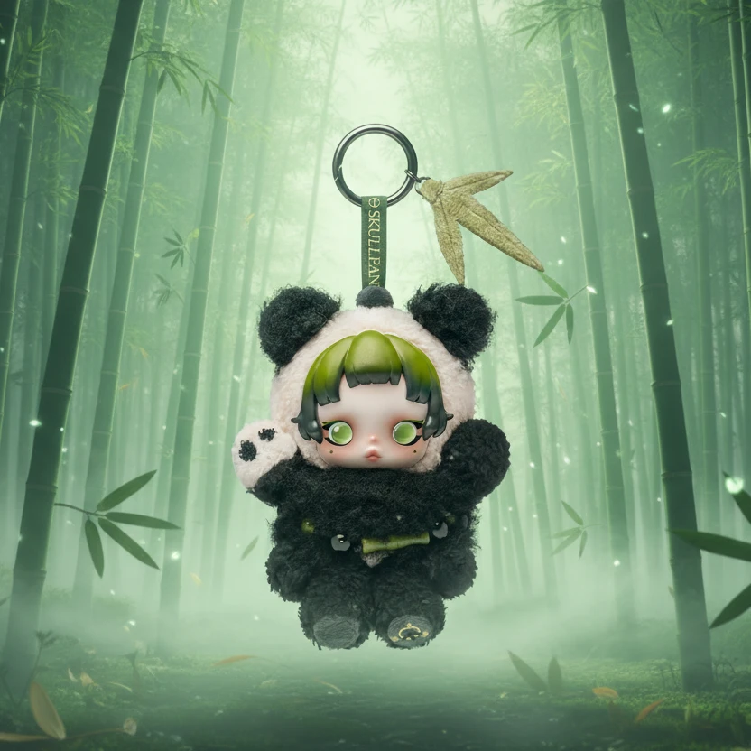 POP MART Skullpanda Lazy Panda – Porte-clé Peluche