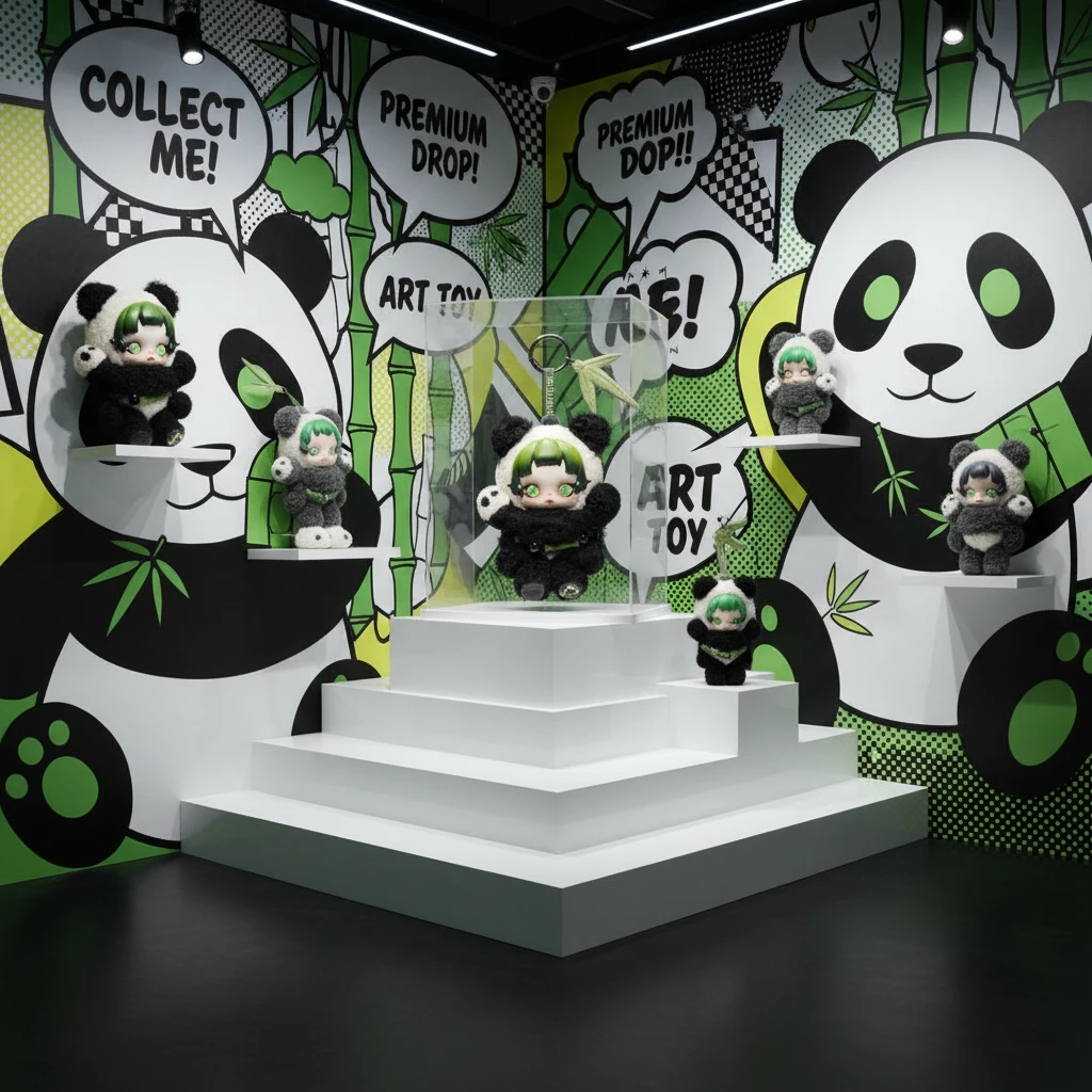 POP MART Skullpanda Lazy Panda – Porte-clé Peluche