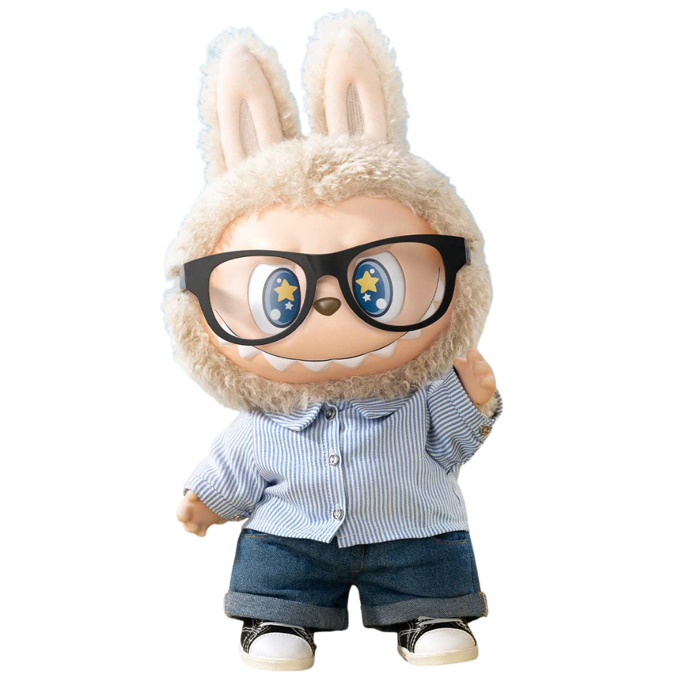 Labubu Flip With Me – Figurine Pop Mart en Vinyle avec Lunettes et Tenue Décontractée